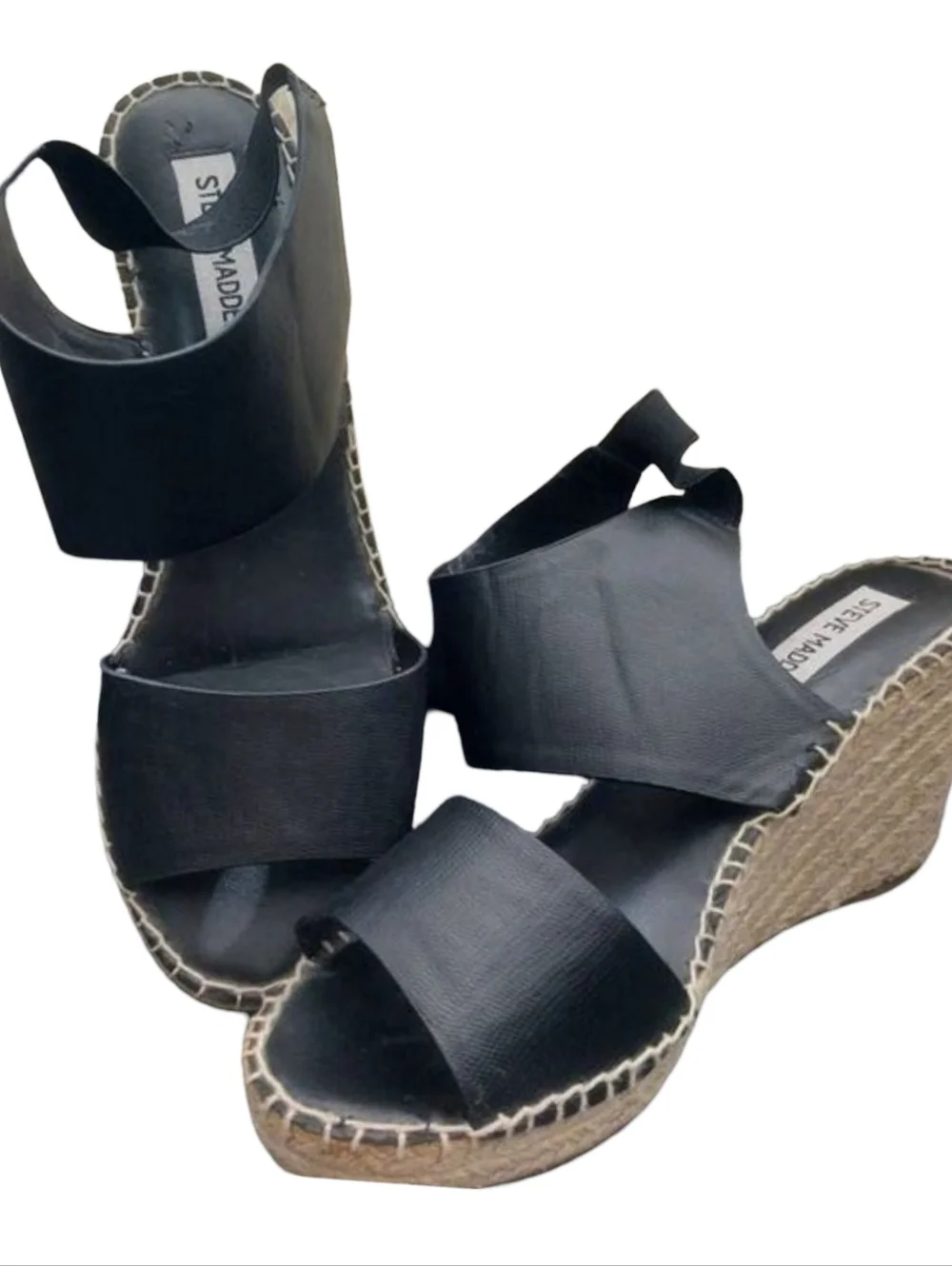 Steve Madden Edaya Black Espadrille Wedge Sandals Size 8M
